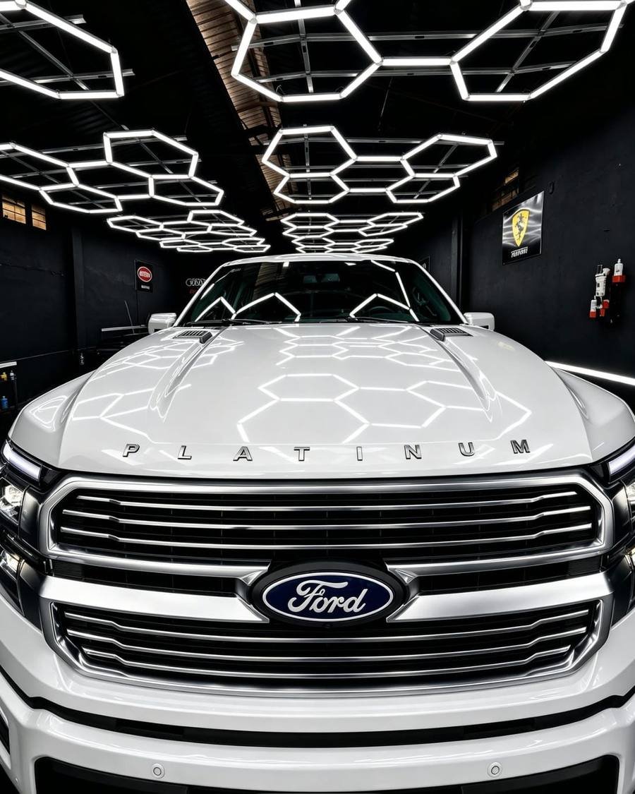 Camioneta pulida en la cabina de Exclusive Detailing
